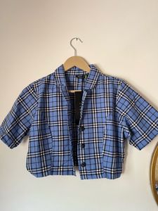 Blue Plaid Cropped Shirt
