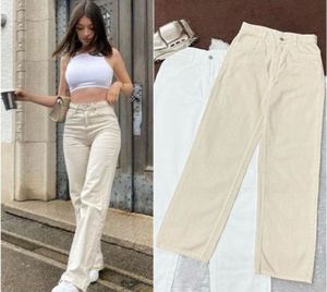 Beige Wide Leg Jeans