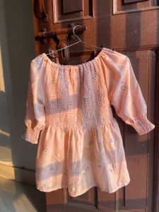 Peach Floral Smocked Top