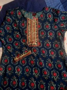 Elegant Blue Printed Kurta Set