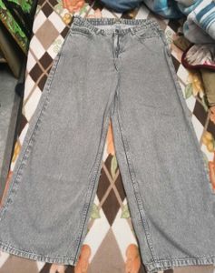 Wide Leg Grey Denim Jeans