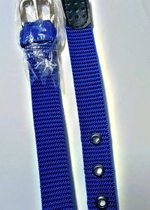 Blue Canvas Belt with Silver Buckle