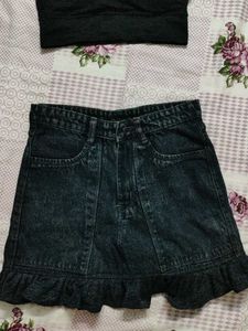 Denim Skirt Short Y2k Frill