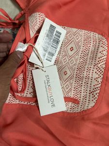 brand new Coral Flutter Sleeve Top