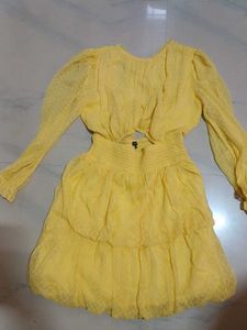 Yellow Cutout Mini Dress