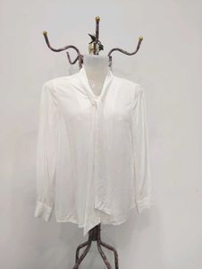 Vintage White Tie-Neck Blouse