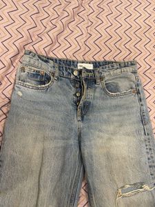 Zara Ripped Wide Leg Jeans