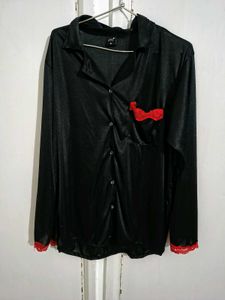 Satin Black Night Suit
