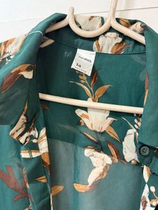 Floral Green Sheer Button Up