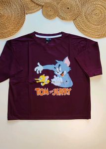 New Tom And Jerry Oversized Crop Tshirt