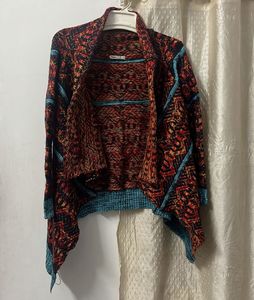 Patterned Open-Front Cardigan