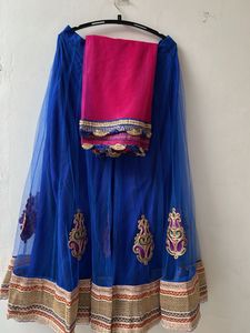 Elegant Blue Lehenga Choli Set without blouse