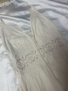 Boho Cream Mini Dress with Crochet Detail