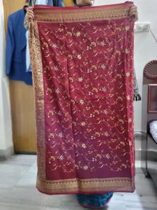 Elegant Maroon Banarasi Silk Sari