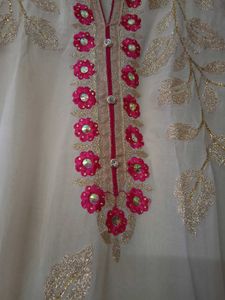 Heavy Pakistani Kurti Pant Set Pure Badla Zari Wrk
