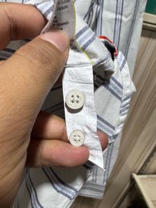 Marks &amp; Spencer White Striped Formal Shirt
