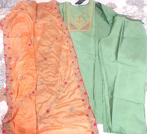 Staylish Silk Dupatta Set Heavy Work Neck Kurti Bottom With Heavy Zari Work Dupatta Set