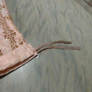 Peach Net Embroidered Skirt