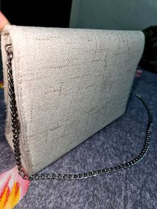 Vintage Silver Clutch with Chain