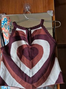 Heart Pattern Crop Top