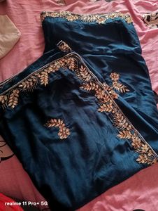 Elegant Teal Handwork Saree