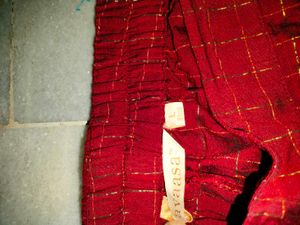 Maroon With Gold Strips Straight Fit Pant
