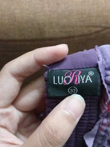 Purple Pleated Midi Skirt