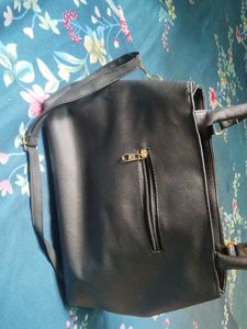 Floral Embroidered Black Bag