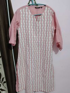 Pink Embroidered Kurti
