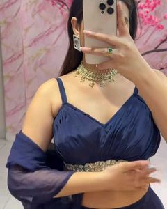 Elegant Navy Blue Ethnic Blouse