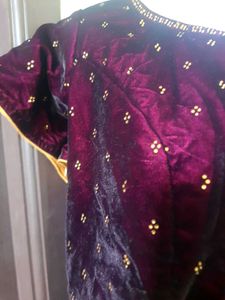 Elegant Burgundy Velvet Lehenga Choli Set