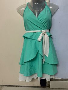 Pintrest Mint Green Ruffle Mini Dress