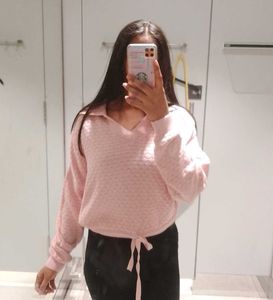 Pink Knit Turtleneck Sweater