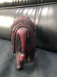 Hand Carved Maroon Resin Elephant Showpiece