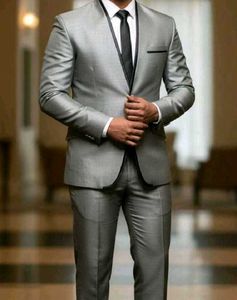 Gray Mandrin Collar Suit Set 🩶✨