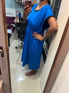 Unused Blue And Black Beautiful Knee Length Dress