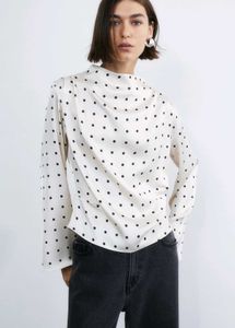 H&amp;M Polka Dot Satin Top 🖤🍦