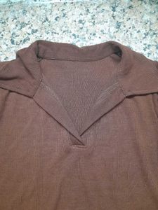 Zara Sea Green  +v Neck Brown Top Combo