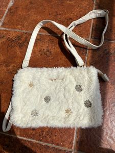 White Fur Sling Bag