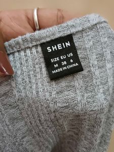 Grey Ribbed Pullover Top