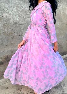 Pink Floral Print Dress