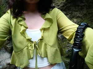 Newme GREEN Ruffled Neck Long Sleeve Top