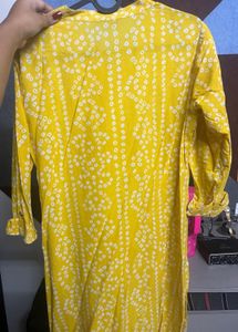Yellow Printed Kurta