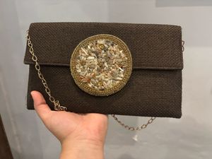 Embellished Brown Slingbag