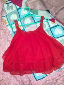 Limited Period Offer!!! Red Flowy Layered Tank Top