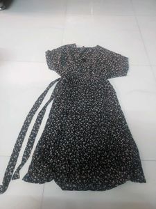 Floral Print Midi Dress with Belt