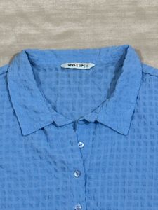 Button-Up Blue Shirt Korean
