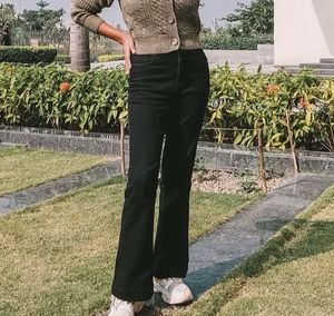Black Flared Denim Jeans