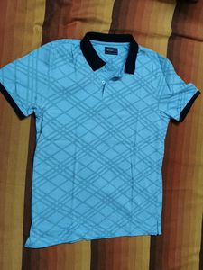 Byford By Pantaloons Men Blue Cotton Casual Tshirt
