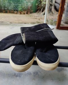 Black Suede Zip-Up Platform Boots From Thailand